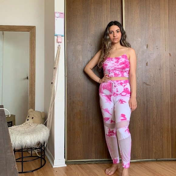 Garage Pants - Pink Tie Dye Sweatpants Tank Top Set